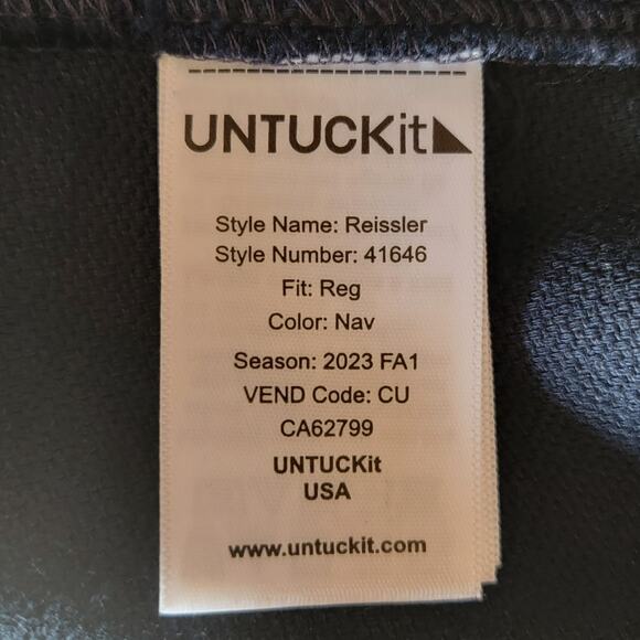 UNTUCKit Men 3XL Navy Blue Heavy Cotton Linen Button-Up Shirt Shacket Reissler - Picture 12 of 13